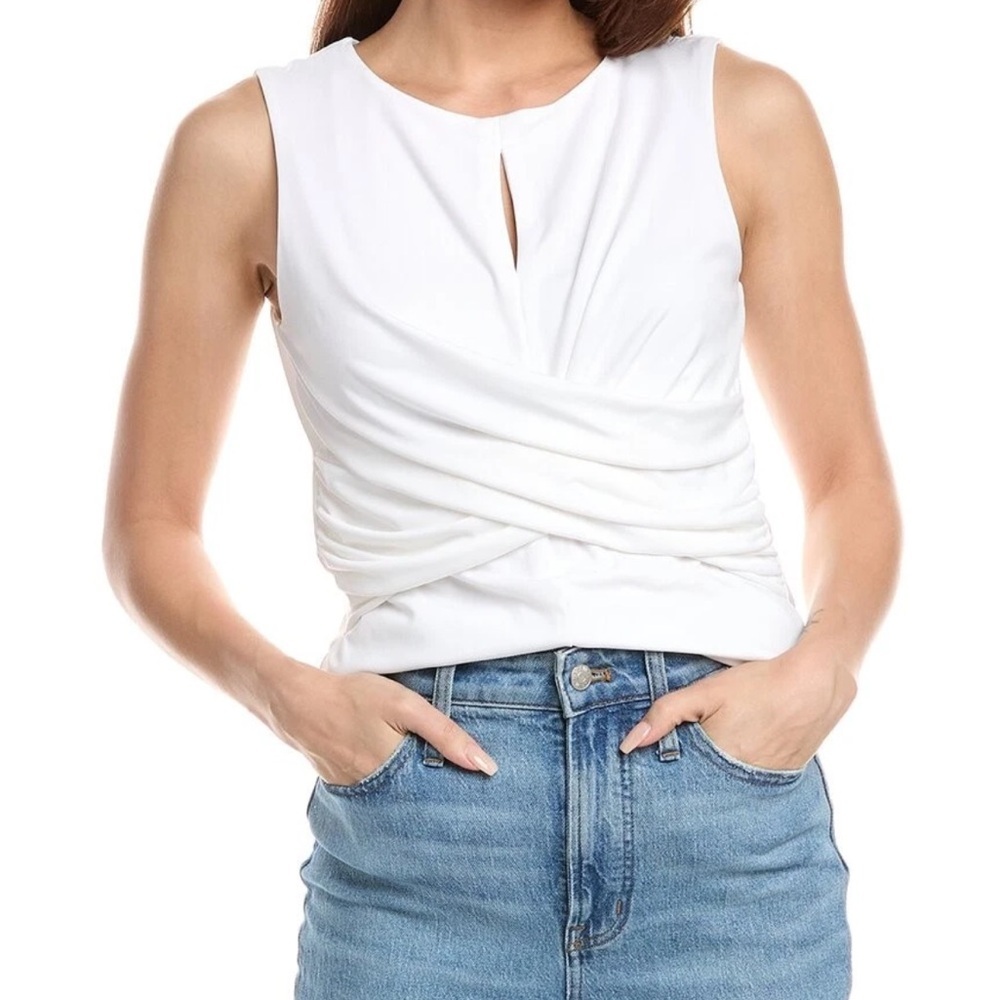 Tahari White‎ Draped Tank Top